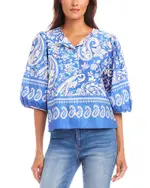 Karen Kane Puffed Sleeve Paisley Print Blouse