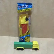 2 Semi Truck PEZ Dispenser in Yellow/Red In Unopened Package Yellow/Green Opened