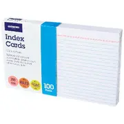 J.Burrows Index Cards Ruled 203 x 127mm White 100 Pack