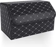 Car Trunk Organizer Multipurpose Leather Cargo Storage Box for Sedan SUV RV, Durable Collapsible Adjustable Auto Compartments Trunk Organiser (Black-Large-Set of 1Pcs)