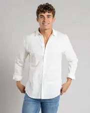 [Skylark] Skylark Men's Hemp Long Sleeve Shirt in White Size Small S White