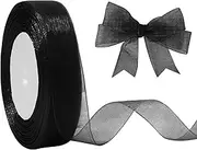 JaoZuyard Black Organza Chiffon Ribbon 1/2 inch X 50 Yards Sheer Ribbon for Flower Fabric for Wedding Invitations Bridal Bouquets Party Decoration Gift Wrapping Bow Making