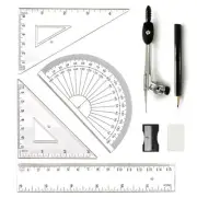 8 PCS Math Geometry Set - Including Protractor, Triangle Rulers, Straight