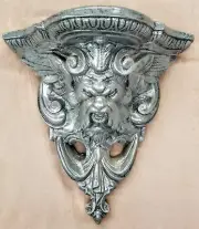 Gargoyle Mythical Shelf Wall Plaque Pan Green Man Medieval Sconce Bracket