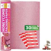 Pink Honeycomb Packing Paper for Moving 15-Inch X 131-Feet Bubble Honeycomb Wrap