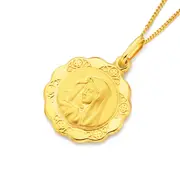 9ct Hollow Scalloped Madonna Medal