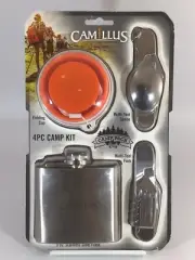 Camillus 4 Piece Camp Kit Multi-Tools, Flask(Stainless Steel) & Folding Cup NIB