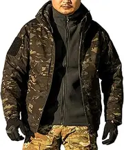 [Zylphorix] Men's Camouflage Hooded Jacket Outdoor Waterproof Soft Shell Tactical Jackets Camo Lightweight Outdoor Hiking Coat