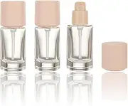 ASTRQLE 3 Pcs 30ml 1oz Glass Travel Bottles for Toiletries Small Lotion Pump Bottle Soap Dispenser Leak Proof Cosmetics Pump Bottles Containers Jar for Liquid Foundation Cream Shampoo(Clear)