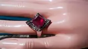 Ruby & Champagne Diamond Ster Silver Ring Sz 7 HSN price: $299.90