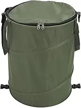 Up Camping Trash Can, Collapsible Garden Bag with Zippered Lid, Reusable Outdoor Up Yard Waste Leaf Bag, Large Capacity Portable Garden Garbage Container (Army Green)