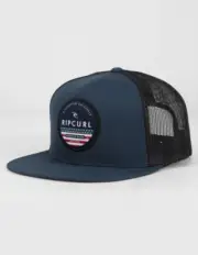 Rip Curl USA Flag Trucker Hat Snapback Mesh Flat Bill Cap Navy/Black NWT