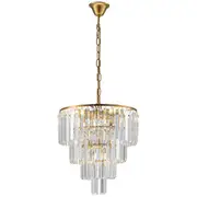 Elegant Brass Crystal Chandelier Glitz 5 Lights Gold Lighting 4 Tier Celestial