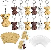 12 Set Bear Party Favor Bear Keychains with Organza Bags Thank You Tags For Baby Shower Bear Theme Party Return Favors Supplies, Muticolor, Small