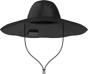 [EF ECOFLOW] Power Hat, Solar Charging Bucket Fishing Hat, Dual USB-A/USB-C Ports, SPF 50+ Wide Brim Sun Hats for Women, Men, Portable for Outdoor, Hiking, Mountain Climbing -XLarge 24 in, Black