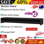Dual Monitor Riser Computer Screen Stand With Shelf Chipboard Desk Organizer AU