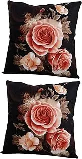 Amosfun 2pcs Throw Pillow Cases Pink Covers Sofa Pillow Flowers Throw Cover Peony Throw Case Sofa Throws for Couches Cover Flowers Throw Pillow Cover Pillow Case Cover Black