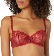 SIMONE PERELE Wish Red Lace Demi Cup Bra L46512 Size 32E