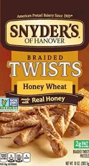 Snyder's of Hanover Braided Twists Pretzels, Honey Wheat, 12 Ounce (Pack of 12)