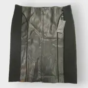 NEW | Adrianna Papell Skirt | 10 | Black | Front Zip | Faux Leather | Mob Wife