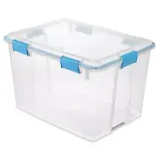 80 Quart Gasket Box, Weather-Resistant Clear Storage Bin with Lid, Blue
