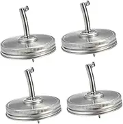 Jars Lids Oil Spout 4 Pack Stainless Steel Oil Nozzle Seasoning Tank Wide Mouth Jar Lid Liquor