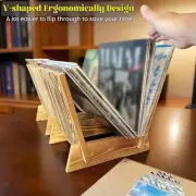 Wooden Desktop Book Stand Records Storage Rack for Cookbook Home Library