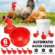 Automatic Chicken Waterer Cup 6x Poultry Drinking Bowl Feeder Tool Drinker AU