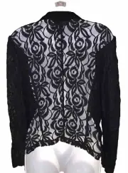 Macy’s I.N.C. Sexy Deep Black Lacey Roses Blazer NWT Sz XL