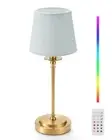 Cordless Rechargeable Table Lamp With Remote, Small Portable Blue Lamp Shade