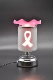 Fragrance Touch lamp Oil Warmer 3 Setting Dimmer, Breast Cancer Pink Ribbon
