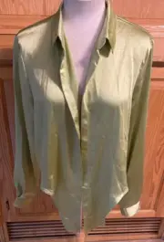 Nasty Gal Collection Satin Tie Front Cropped Blouse Size 8 Casual Comfy Cute