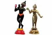 Metal Krishna and Radha Idol (Size : 3 Inch, Multicolor ) US