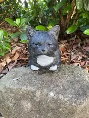 Cat Statue Memorial Sleeping Black White Animal Concrete Cement Australian Made
