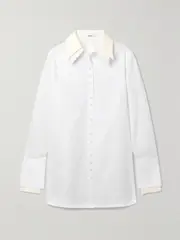 [INTERIOR] INTERIOR - The Nuno Layered Cotton-poplin Shirt - Cream - small small Cream