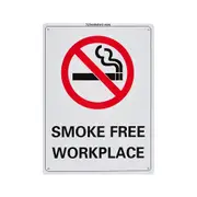 Smoke Free Workplace 225x300mm Safety Sign Polypropylene Wall/Door Mountable
