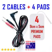 VISAGE ALDI TENS EMS compatible ELECTRODE PADS CABLES + 9cm x 5cm x 4 LARGE PADS