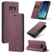 CaseMe Samsung Galaxy S8 Classic PU Leather Folio Case Cover Skin [Wine]