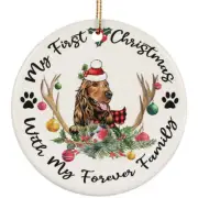 My First Christmas Cocker Spaniels Dog With Deer Anlters Ornament Gift Decor