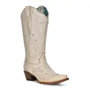 Corral Ladies Bone Crystal Embroidered White Snip Toe Boots Z5123
