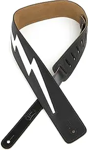 Levy's Leathers Leather Lightning Bolt Guitar Strap, 2.5-Inch Wide, Black