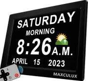 【Upgraded】 Digtal Clock with Day and Date for Seniors, Auto DST, 19 Alarms & ...