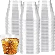 100 pcs Plastic Cups,Reusable Drinking Cups,270 ml Elegant Party Wine Glasses Tumblers Shot Cups Party Cups Plastic for Home Decoration Party Wedding Birthday Camping(9 OZ)