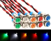 Gebildet 10pcs 6mm 1/4" AC/DC 12-24V LED Metal Indicator Light Waterproof Signal