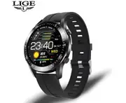 LIGE fashion Full circle touch screen Mens Smart Watches IP68 Waterproof Sports Fitness Watch Luxury Smart Watch for men - G black