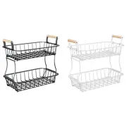Countertop Fruit Basket Serving Bowl Large Capacity 2 Tier Metal Wire Storage