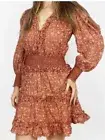 House of Harlow 1960 x Revolve Wallis Rust peasant Dress Cotton Sz XL NWT