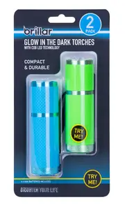 COB LED GLOW-IN-THE-DARK Pocket Torch 2PK Energy Efficient Compact Portable 3 AAA Batteries Included