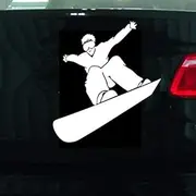 14.3 * 13CM SNOWBOARDING Snowboard Sports Car Stickers Reflective Car Stickers Decals Black White - (Color Name: WT)