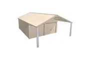 Stratco Domestic Gable Roof Shed Double Garaport 5.45 x 12.3 x 2.4m Gable End Roller Doo Primrose